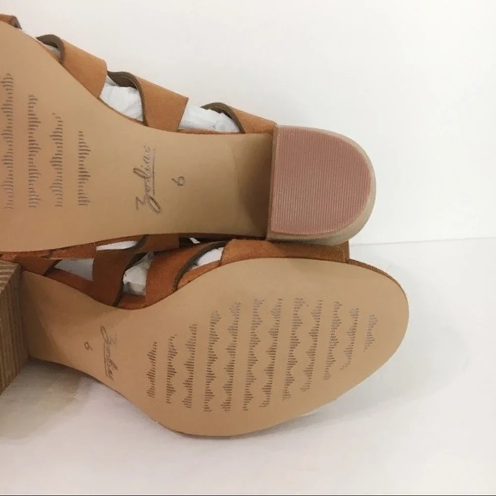 Zodiac Womens Size 6 Brown Suede Leather Block Heels Open Toe Sandals Shoes‎
